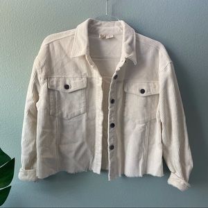 Cropped White Corduroy Jacket